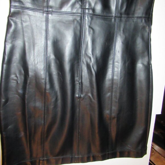 Free People Small NWT Colleen Faux Leather Lace Mini Dress Black Pleather Vegan - Picture 15 of 16